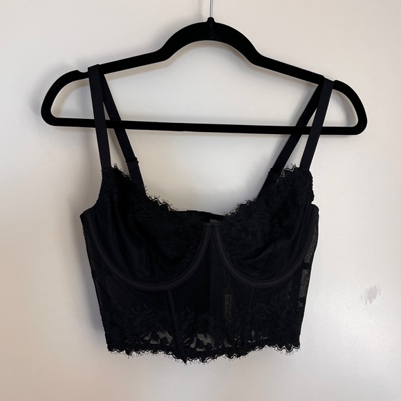 NWT SKIMS Lace Lined Demi Corset Bra Onyx/Black - Picture 2 of 8